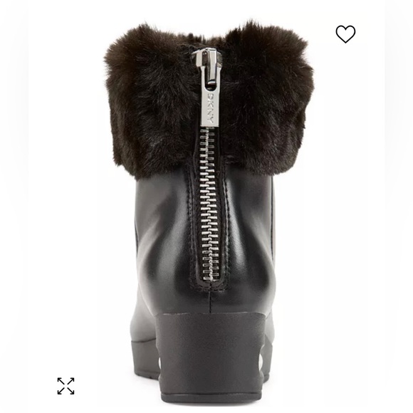 Dkny Abri Black fur Bootie Ankle Boots - Picture 3 of 5